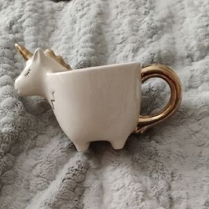 Unicorn Shaped Mug with Gold Accents